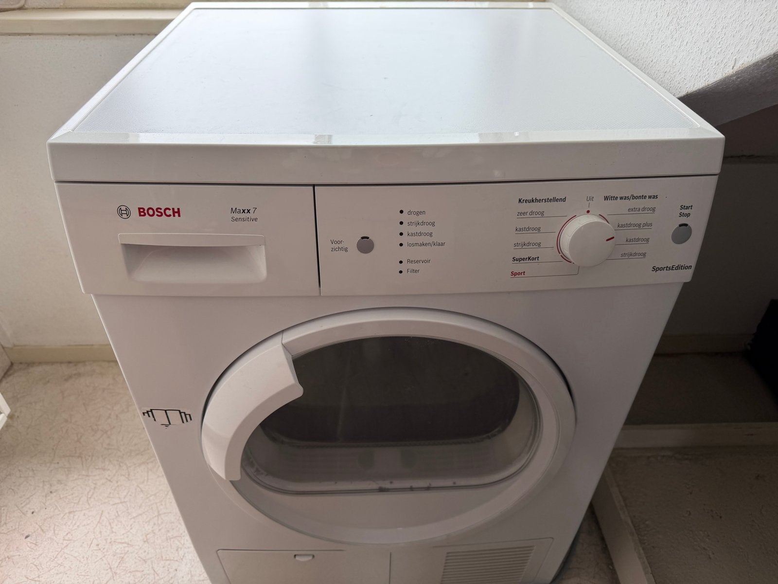 Bosch Maxx 7 Sensitive Condensdroger WTE861S0NL, Witgoed en Apparatuur, Wasdrogers, Gebruikt, Condens, Voorlader, 6 tot 8 kg, 85 tot 90 cm