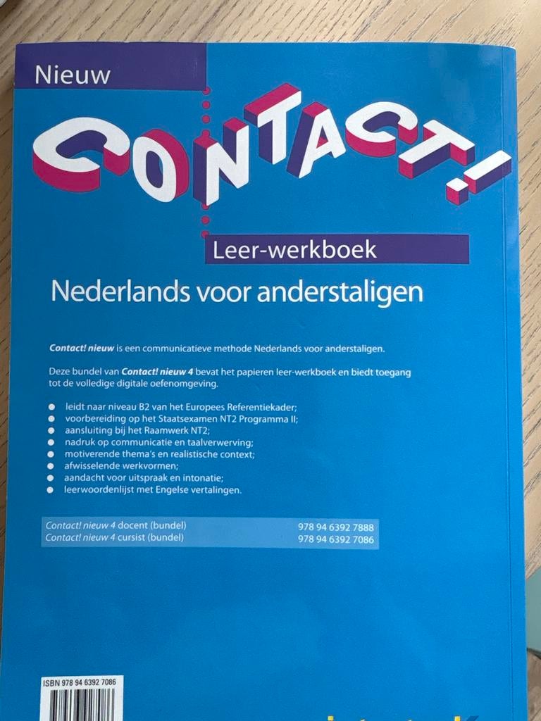 Contact! nieuw 4 Leer-werkboek Nederlands voor anderstaligen, Boeken, Ophalen, Alpha, Nieuw, Overige niveaus