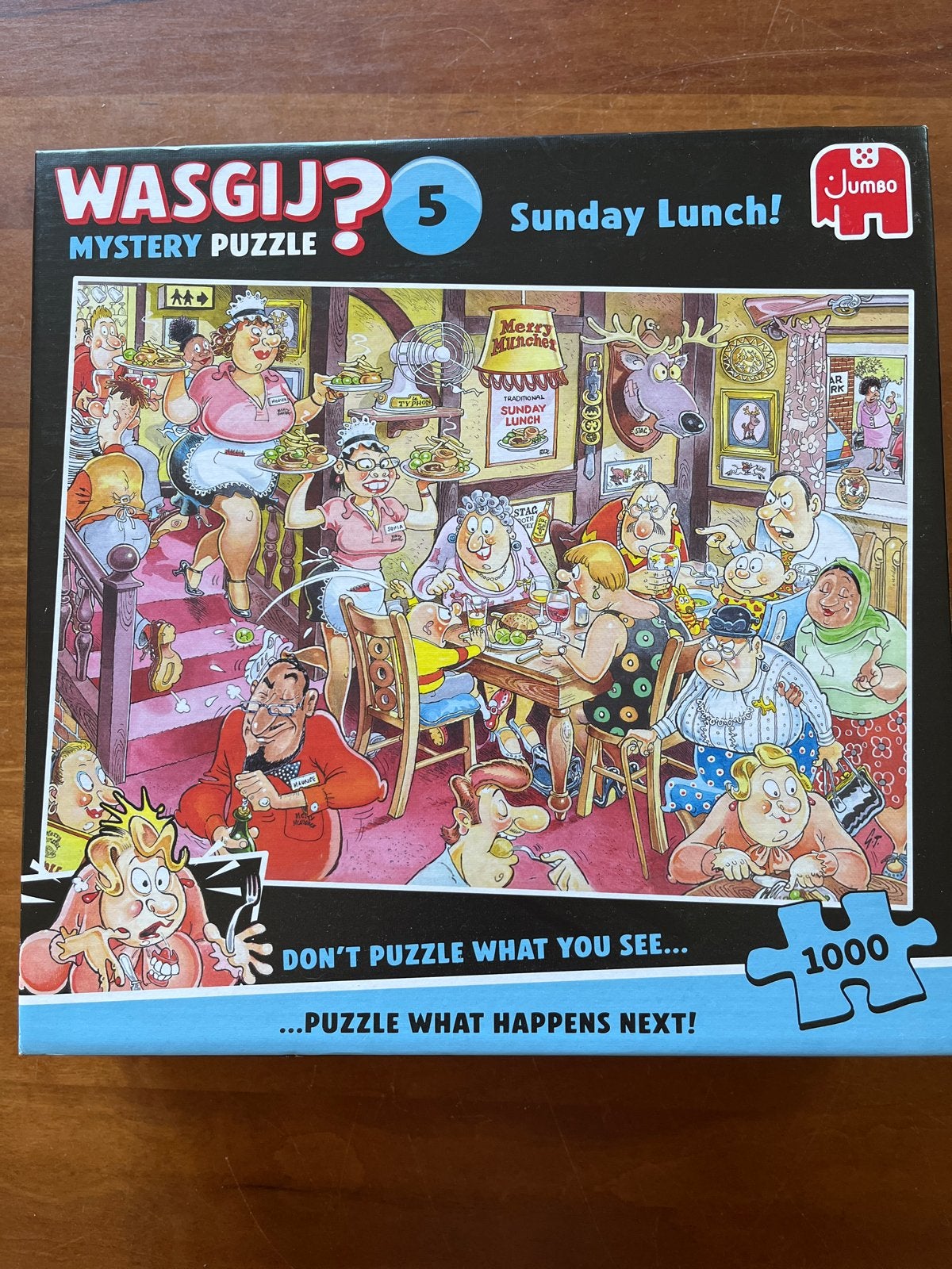 Wasgij? Mystery Puzzel 5: Sunday Lunch! 1000 stukjes, Ophalen of Verzenden, 500 t/m 1500 stukjes, Zo goed als nieuw, Legpuzzel
