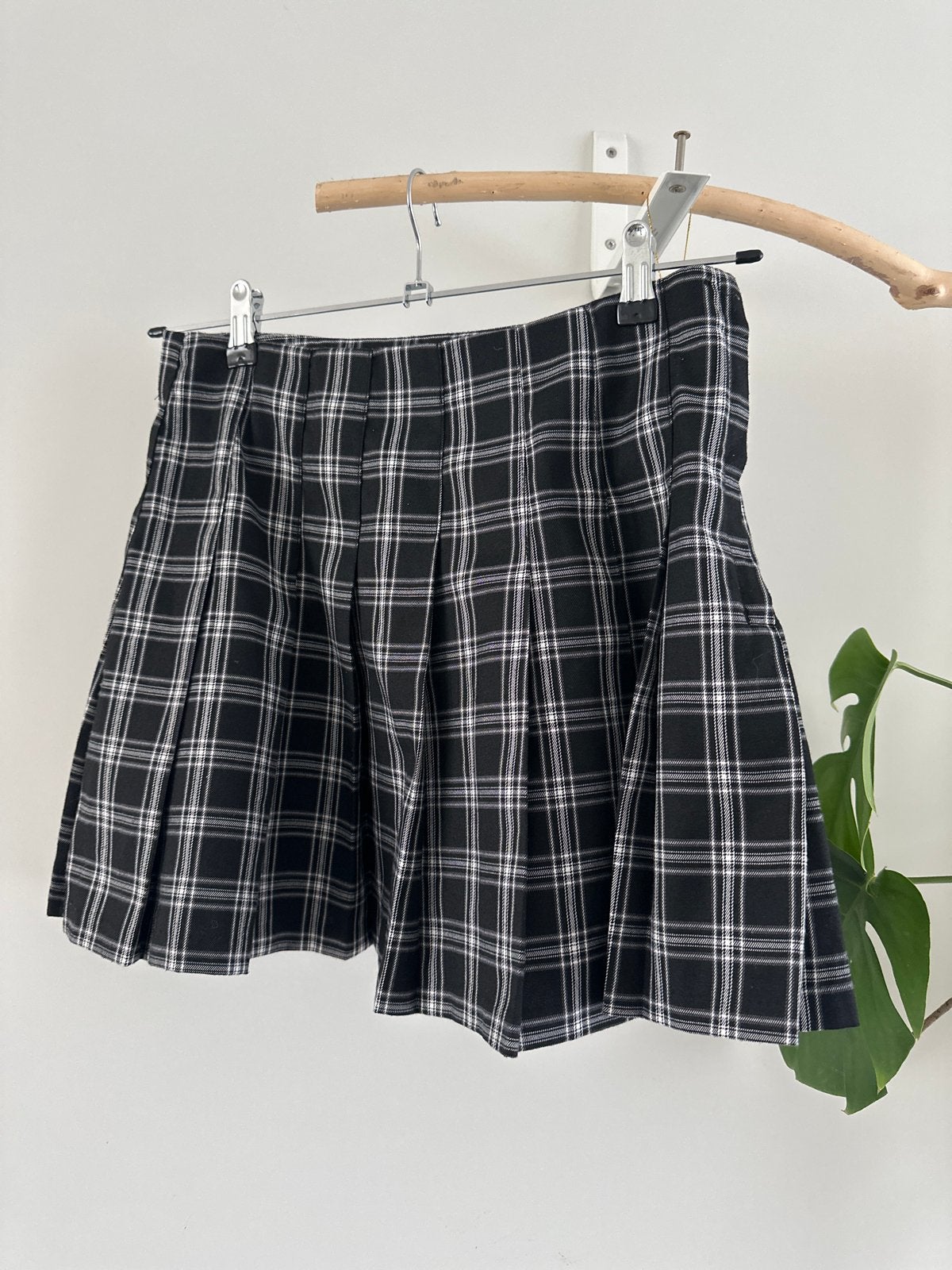 H&M Divided geruite plooirok zwart wit maat 38, Maat 38/40 (M), Verzenden, Zwart, Zo goed als nieuw