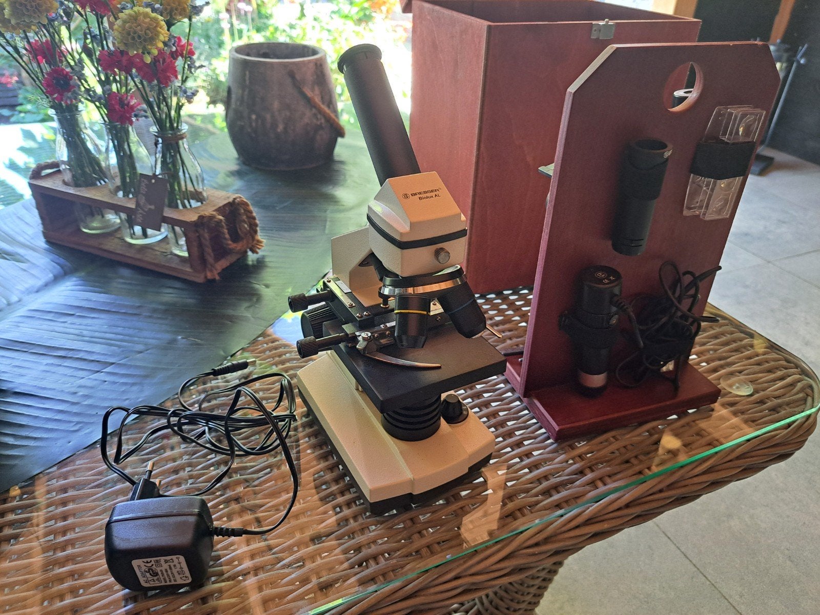 Complete Microscoop Set met Accessoires en Houten Koffer, Audio, Tv en Foto, Optische apparatuur | Microscopen, Ophalen of Verzenden