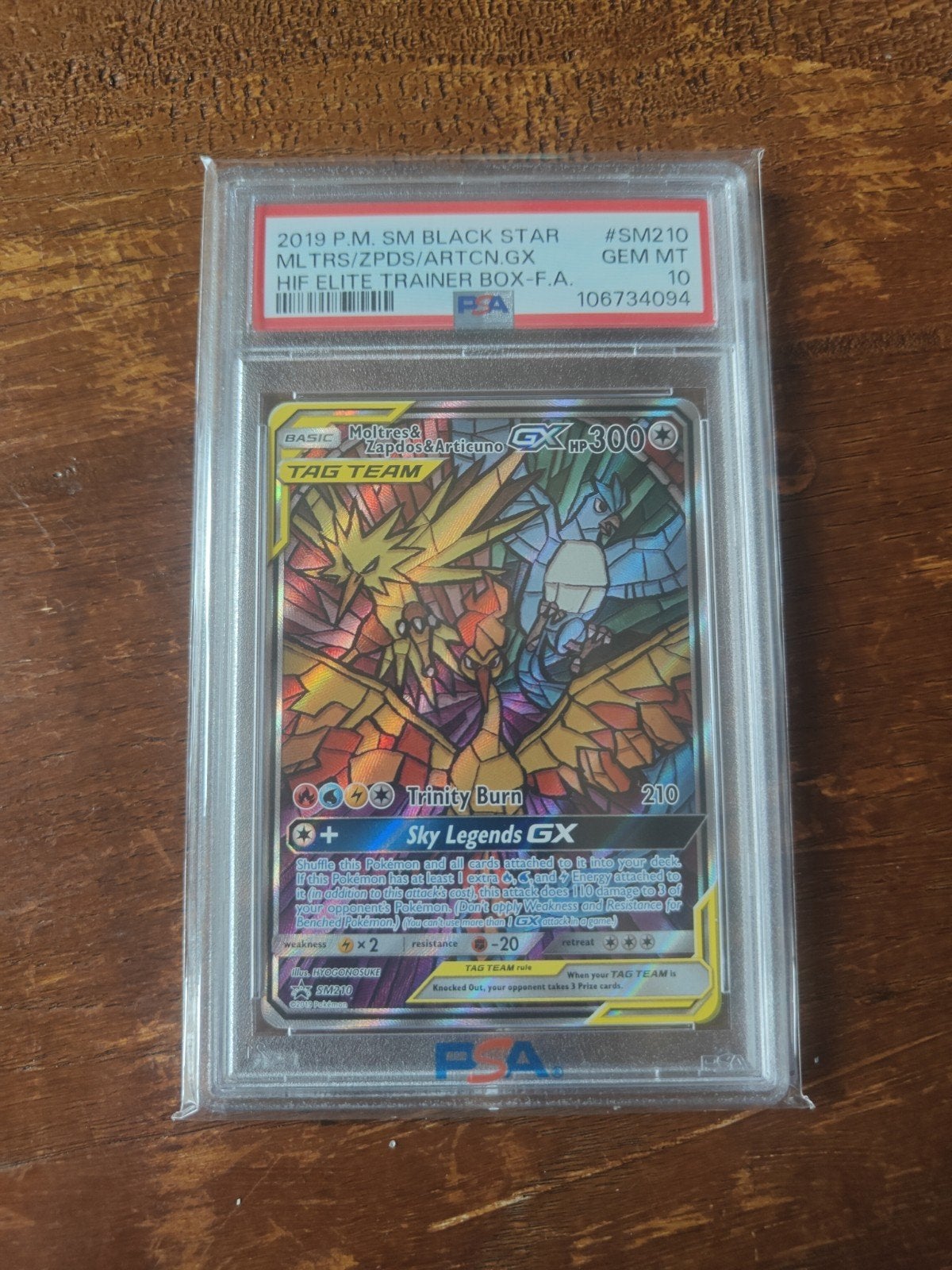 Moltres Zapdos Articuno GX Tag Team PSA 10 Pokémon Kaart, Ophalen of Verzenden, Nieuw, Losse kaart