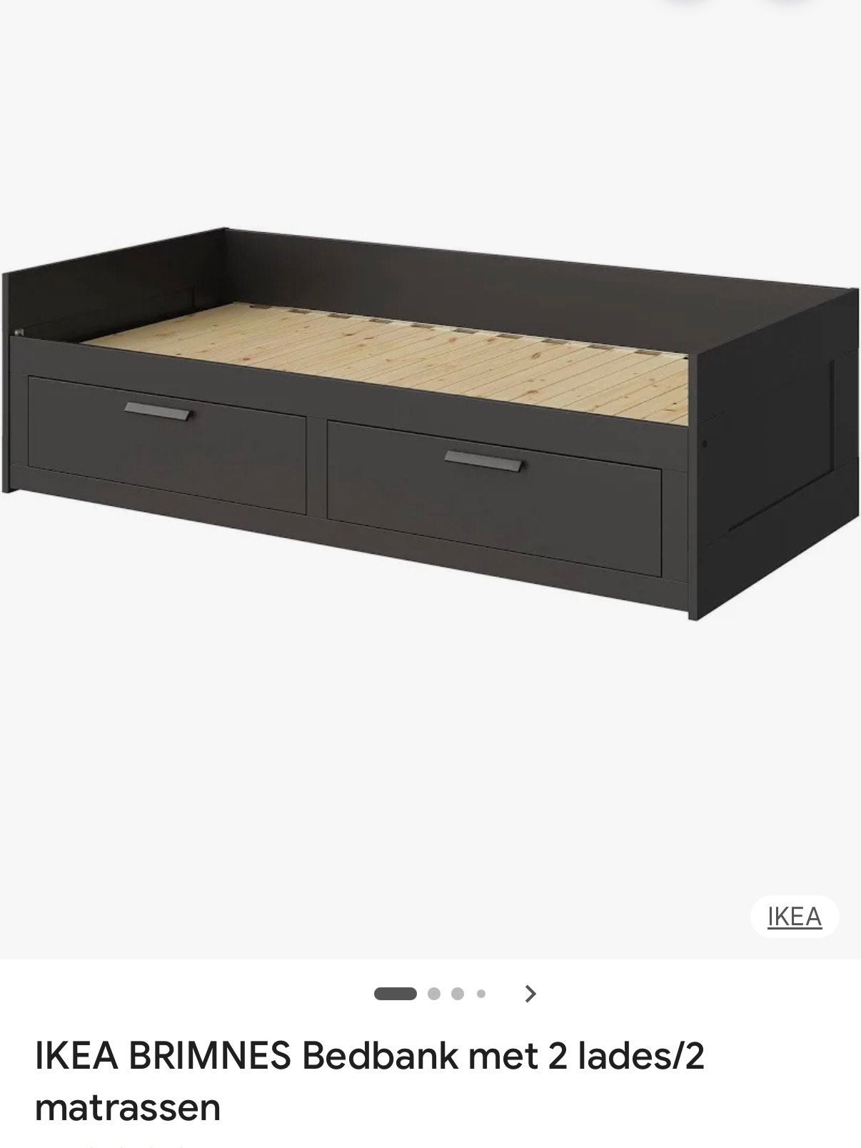 Brimnes Ikea bedbank met 2 lades en 2 matrassen, Huis en Inrichting, Slaapkamer | Bedden, Ophalen, Eenpersoons, Wit, Zo goed als nieuw