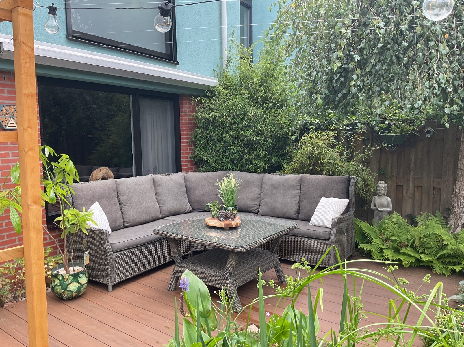 Complete wicker tuinset, Ophalen, 5 zitplaatsen, Zo goed als nieuw, Loungeset