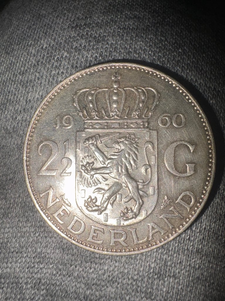 Zilveren Rijksdaalder 1960 (2½ Gulden Juliana) - 72% zilver, Koningin Juliana, Zilver, Ophalen of Verzenden, Losse munt