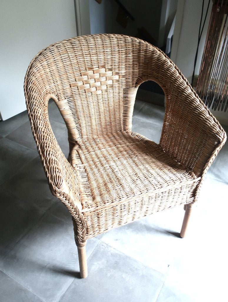 rieten stoel, Huis en Inrichting, Ophalen of Verzenden, Gebruikt, Bruin, Eén