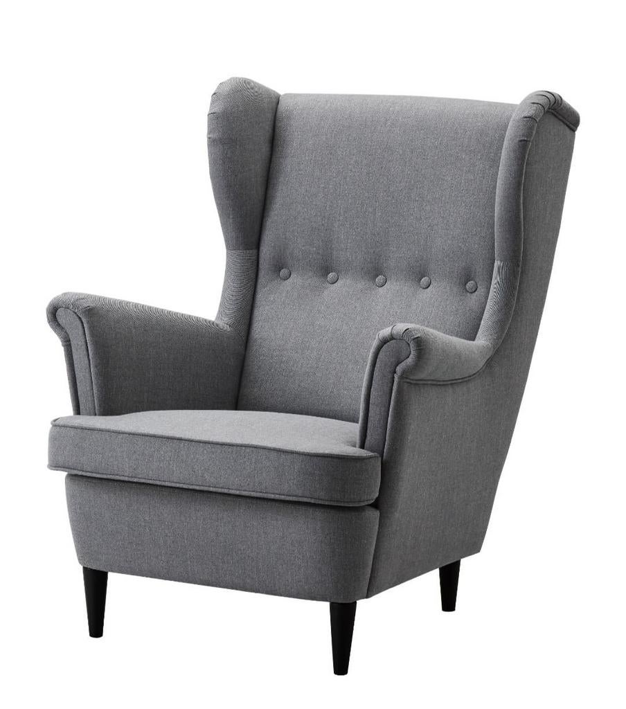 Ikea strandmon fauteuil, oorfauteuil met poef, voetenbankje, Ophalen, 50 tot 75 cm