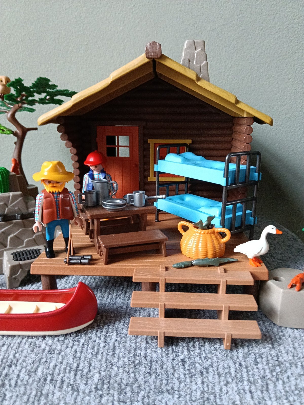 Playmobil blokhut met kano en figuren - Gebruikt, Gebruikt, Complete set, Tilburg, Ophalen of Verzenden