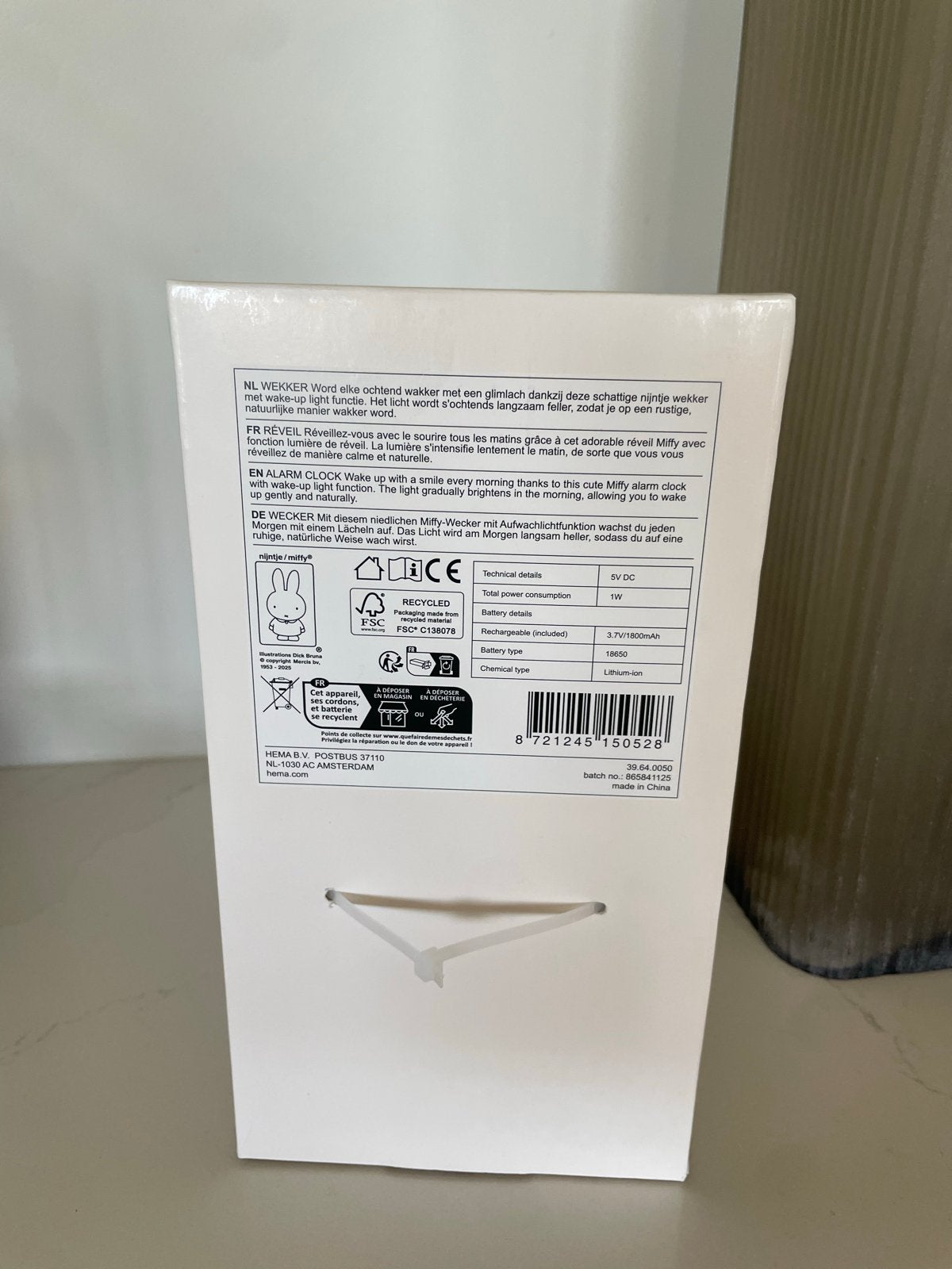 Hema Nijntje wekker met wake-up light functie, Witgoed en Apparatuur, Wekkers, Ophalen of Verzenden, Nieuw, Digitaal