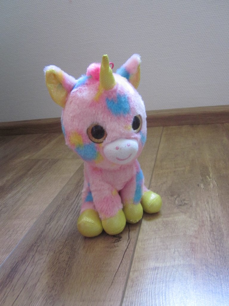 Jafri Toys Pastel Eenhoorn Knuffel met gouden Glitterdetails, Overige karakters, Ophalen of Verzenden, Zo goed als nieuw, Middelgroot (20 tot 80 cm)