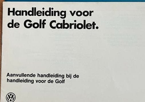 VW Golf 1 1982 Handleiding + Cabriolet Aanvulling Origineel, Ophalen of Verzenden