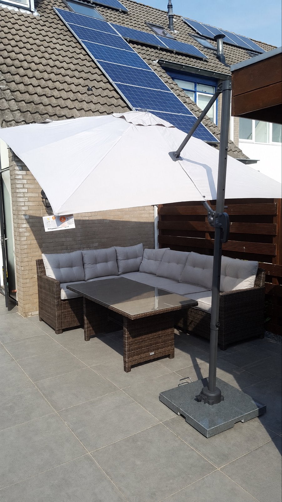 Lounge dining set - Bruin met beige kussens, Ophalen, Gebruikt, Meer dan 8 zitplaatsen, Loungeset