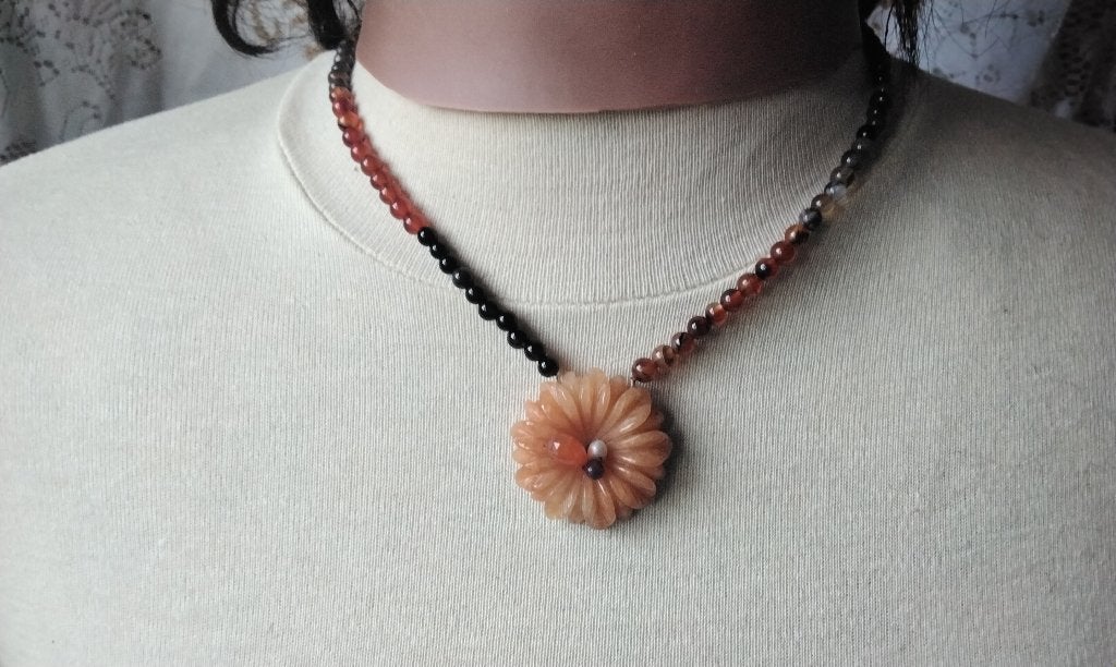 Prachtige Edelstenen Ketting Aventurijn Carneool Jaspis ZILV, Sieraden, Tassen en Uiterlijk, Nieuw, Ophalen of Verzenden, Steen of Mineraal