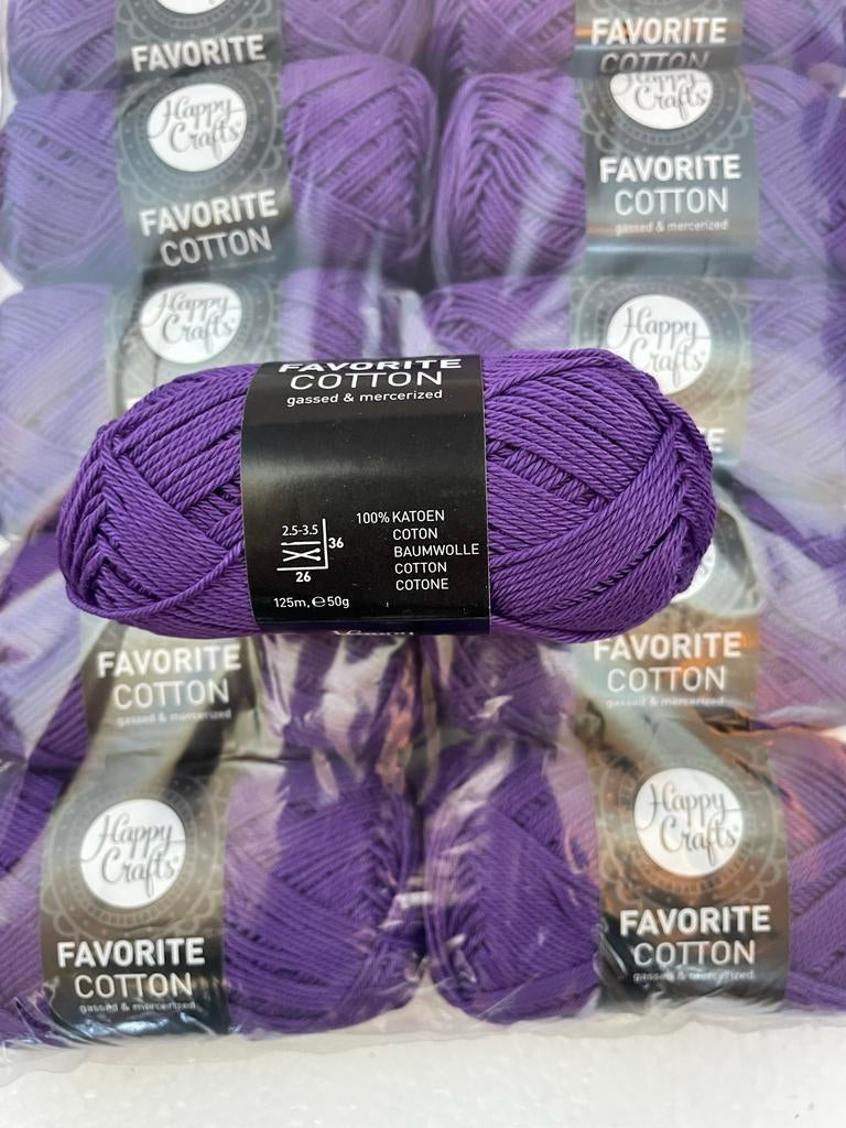 Happy Crafts Favorite Cotton Garen - Paars (50g), -, Breien of Haken, -, Nieuw