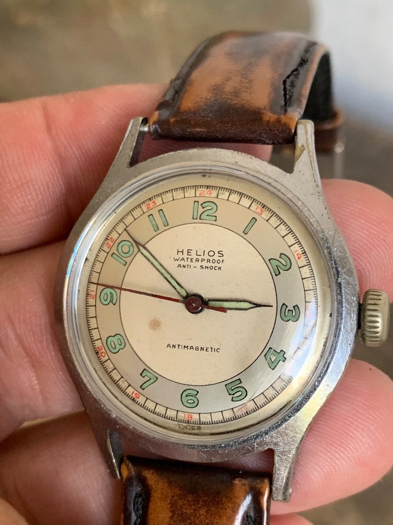 Helios horloge, vintage horloge, Ophalen of Verzenden, Staal, Overige merken, 1960 of later