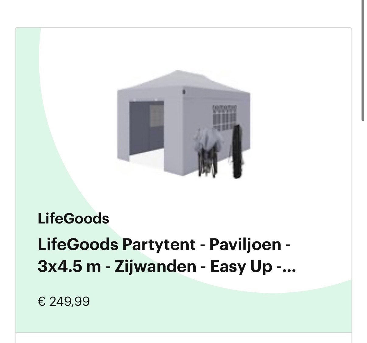 LifeGoods Partytent - Paviljoen - 3x4.5 m - Zijwanden, Opvouwbaar, Partytent, Zo goed als nieuw, 4 tot 6 meter