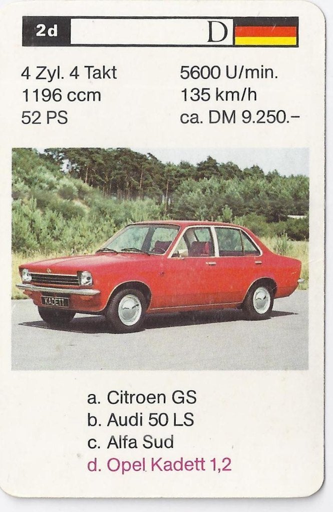 Kw3905 autokaartje opel kadett 1,2, Verzamelen, Ophalen of Verzenden, Zo goed als nieuw, Auto's