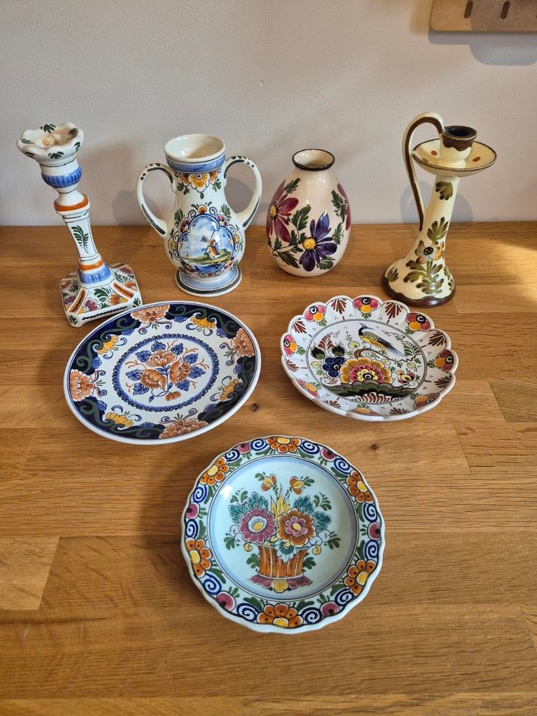Polychroom Hollands Plateel - Schoonhoven, Gouda e.a., Antiek en Kunst, Ophalen