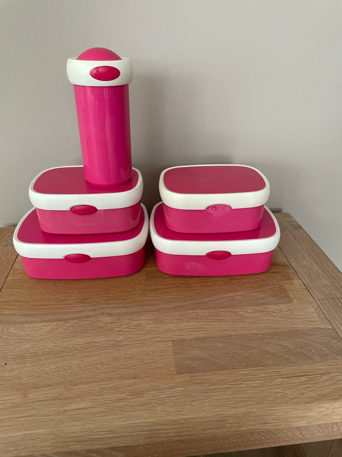 Mepal lunchboxen en drinkfles set - Roze, Gebruikt, Kunststof, Ophalen of Verzenden, Roze