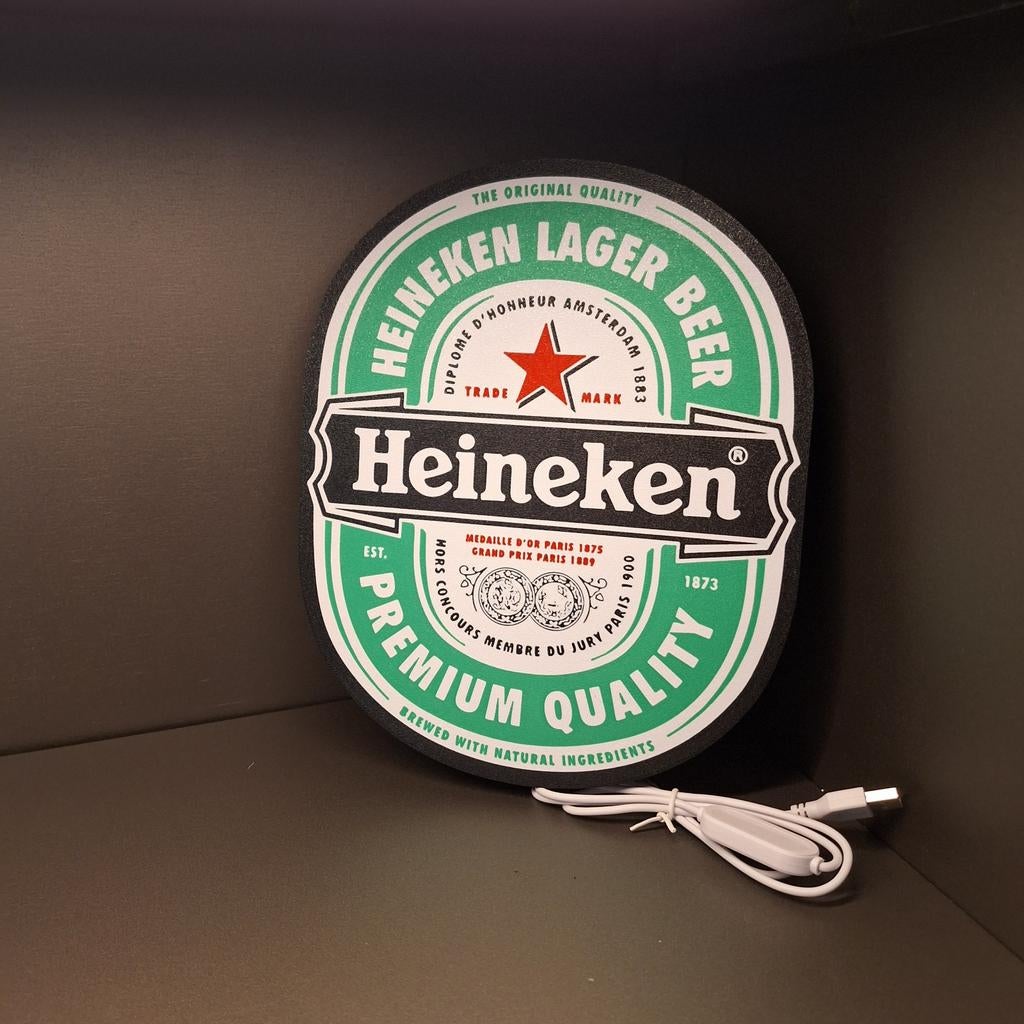 Heineken led wandlamp ovaal mancave kroeg bar, Ophalen of Verzenden, Nieuw, Kunststof