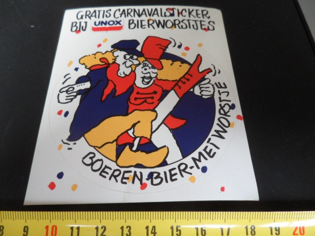 sticker UNOX Boeren Bier met worstje  Carnaval, Ophalen, Zo goed als nieuw