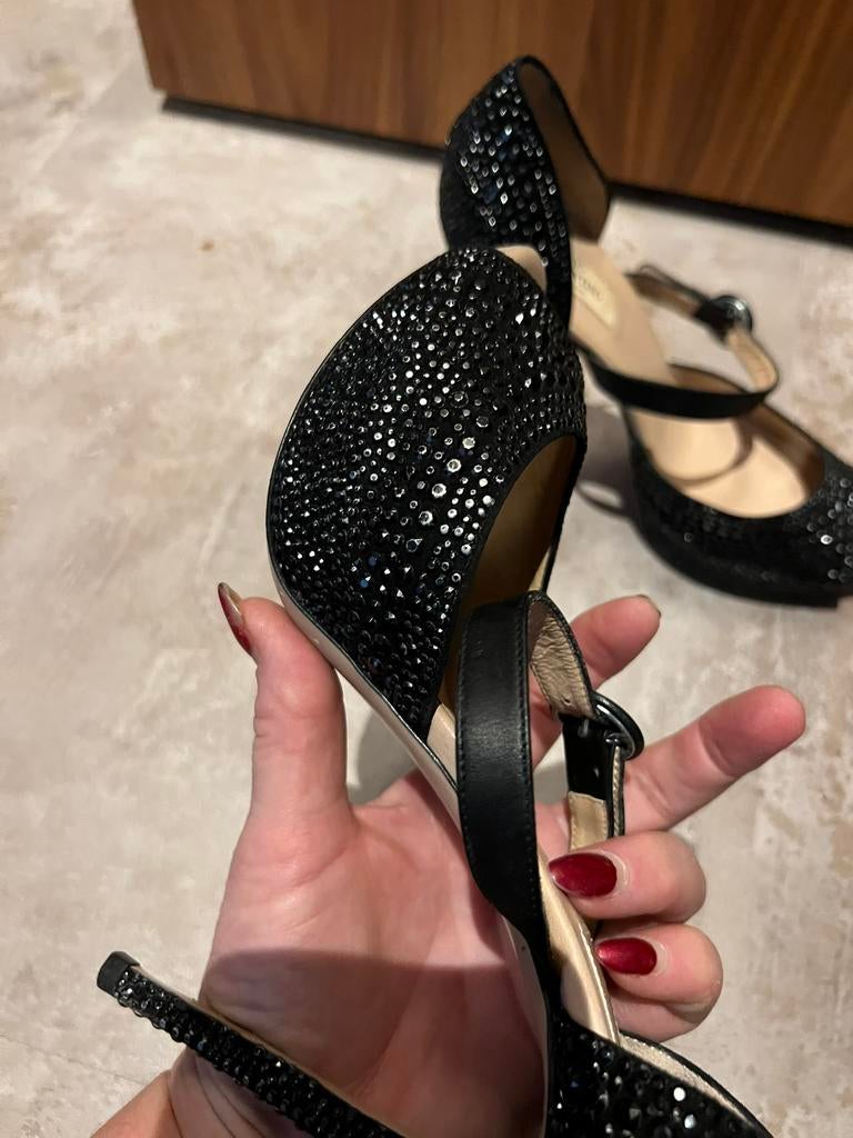 VALENTINO GARAVANI hakken 39,5 vol strass origineel zgn, G, Zwart, T, Ophalen of Verzenden
