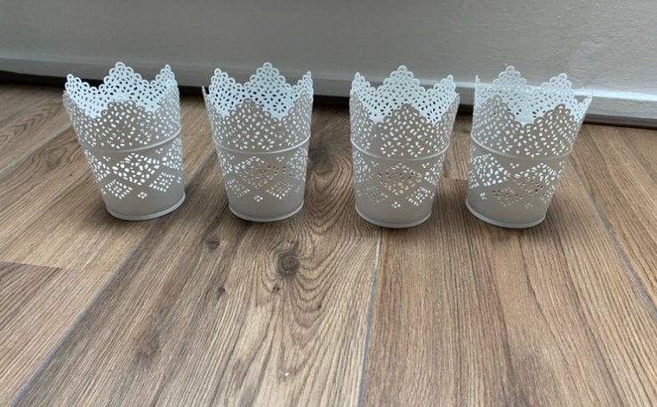 Waxinelichtjes 4x wit, 12 cm, Wit, Waxinelichthouder, Nieuw