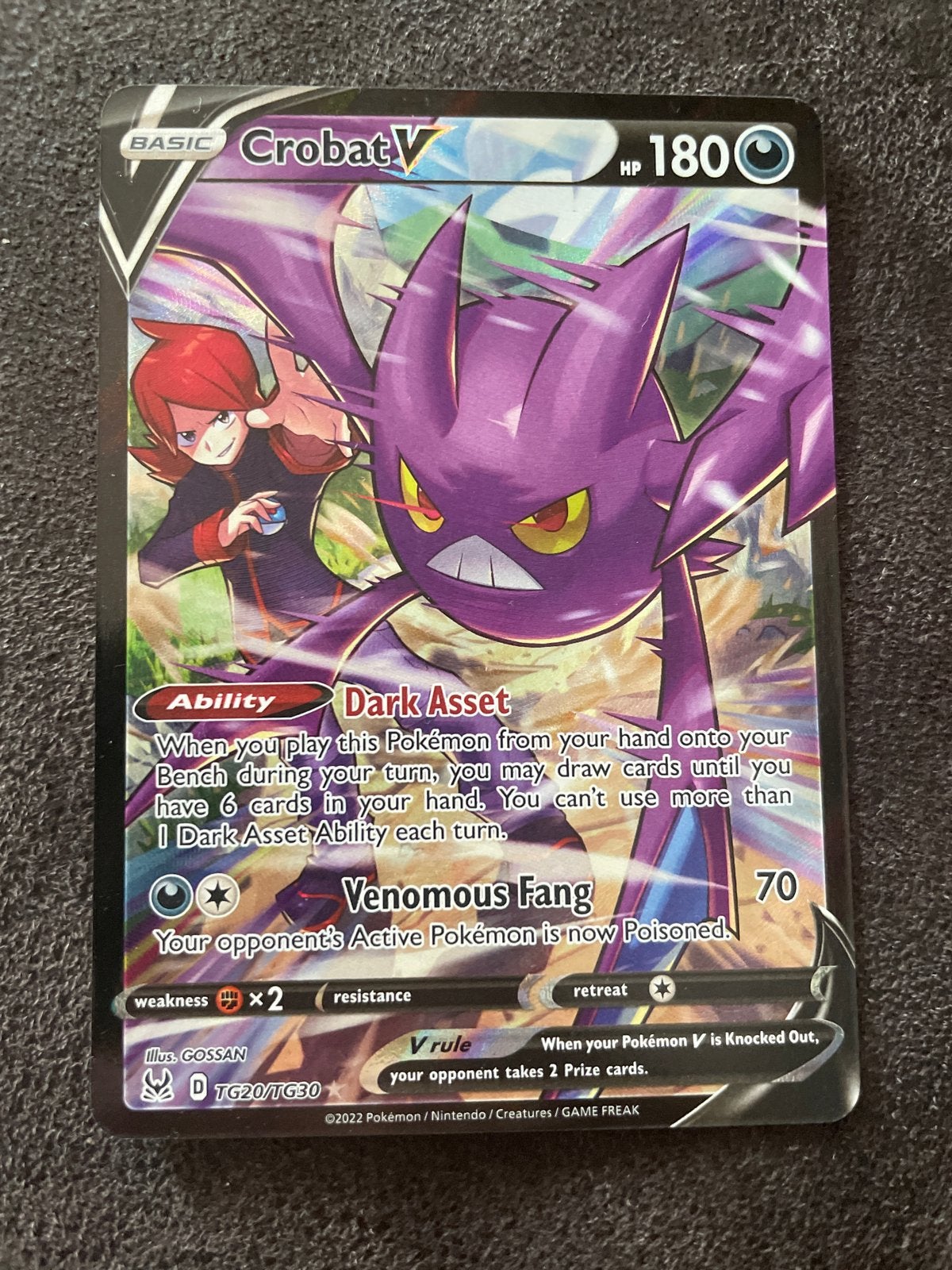 Pokémon Crobat V TG20/TG30 Trainer Gallery Kaart, Ophalen of Verzenden, Zo goed als nieuw, Losse kaart