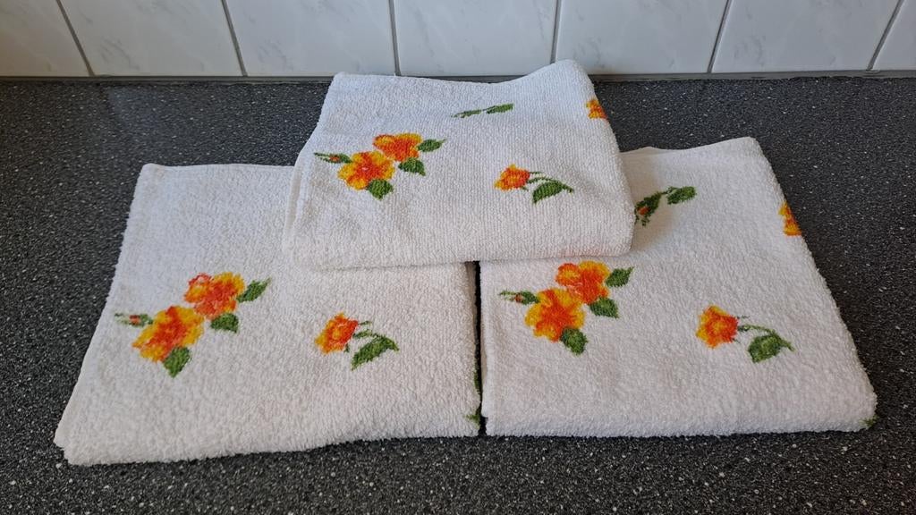 3 Vintage Handdoeken De Haas & van Brero 92x50 cm, Handdoek, Oranje, Ophalen of Verzenden, Zo goed als nieuw