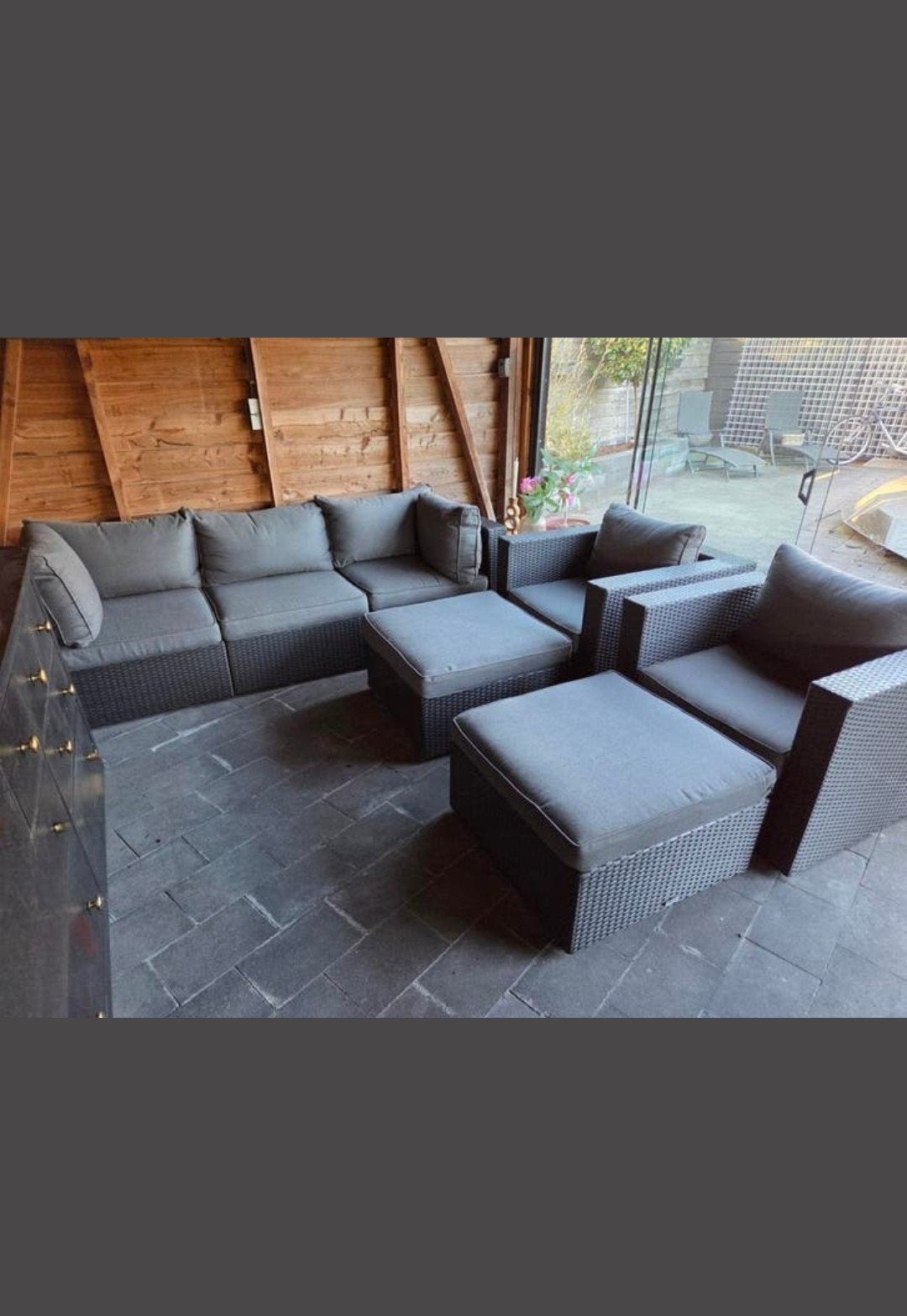 FORZA Loungeset Wicker Grijs - Zo goed als nieuw, Ophalen, 5 zitplaatsen, Bank, Zo goed als nieuw