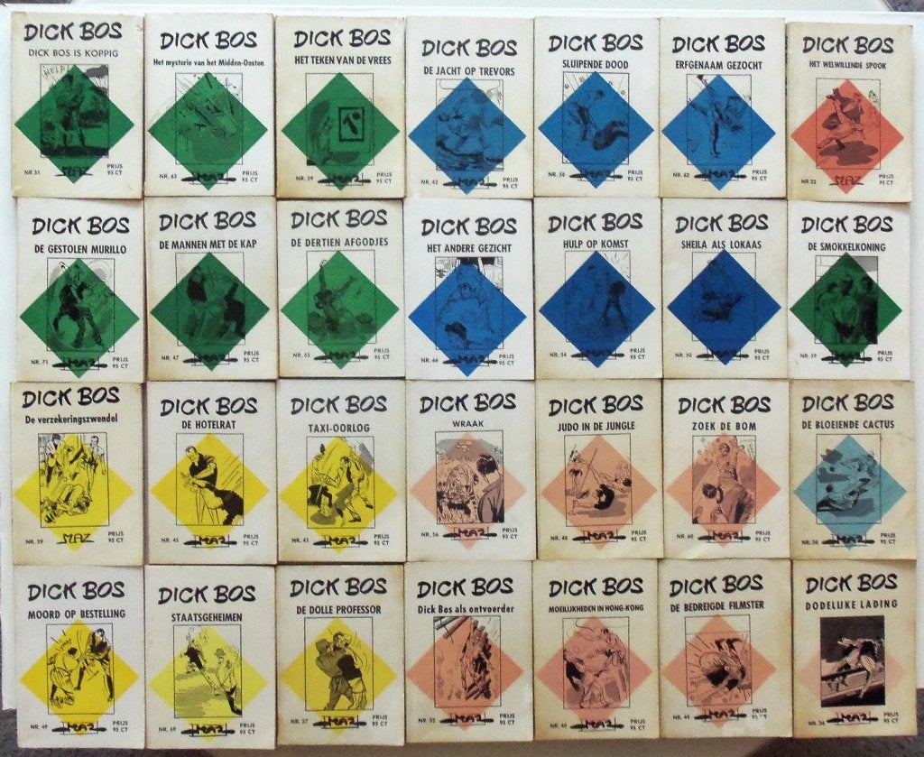 44 Dick Bos boekjes, Boeken, Stripboeken, Gelezen, Alfred Mazure, Ophalen of Verzenden, Meerdere stripboeken