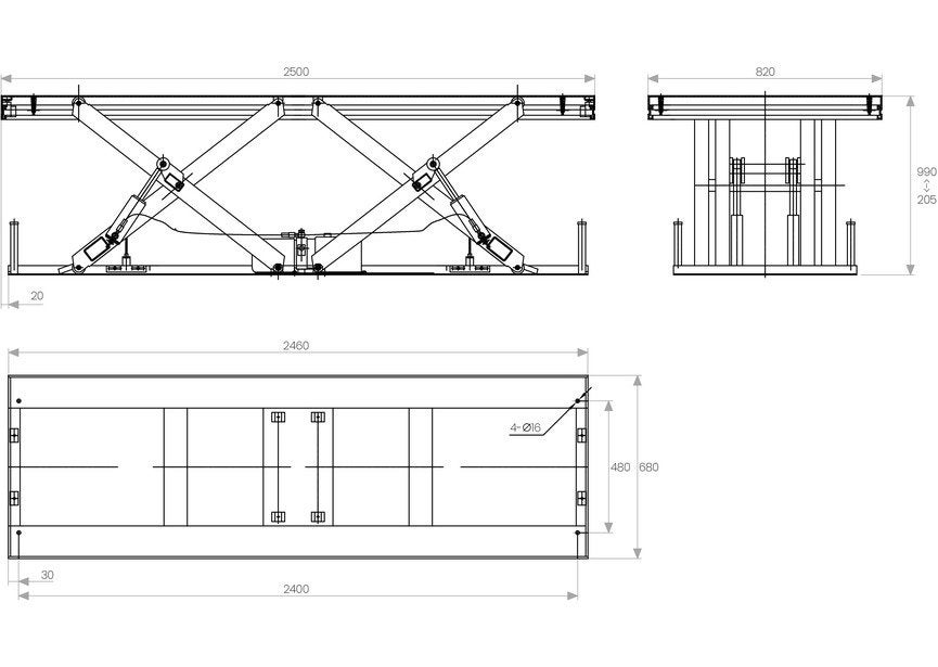 Elektrohydraulische schaarheftafel 1000 mm 2000 kg 230 V, Ophalen, Nieuw