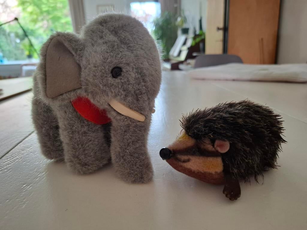 Steiff olifantje en egel in perfecte staat, Overige merken, Grijs, Ophalen of Verzenden, Olifant
