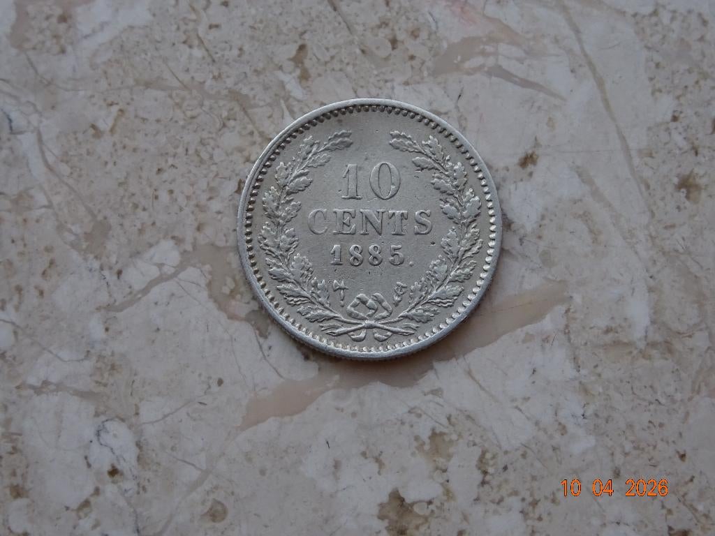 10 cent 1885, Postzegels en Munten, Munten | Nederland, Koning Willem III, Verzenden, Zilver, 10 cent