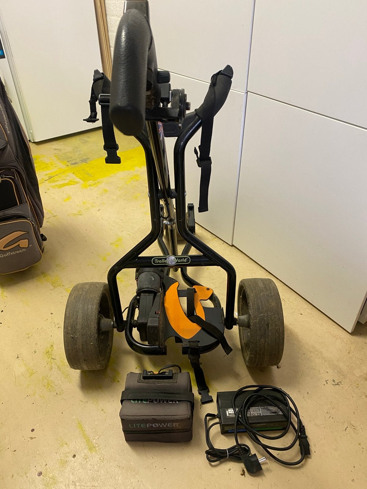Elektrische Golfkar Trolleyworld met Batterij en Oplader, Sport en Fitness, Ophalen, Gebruikt, Golfkar, Overige merken