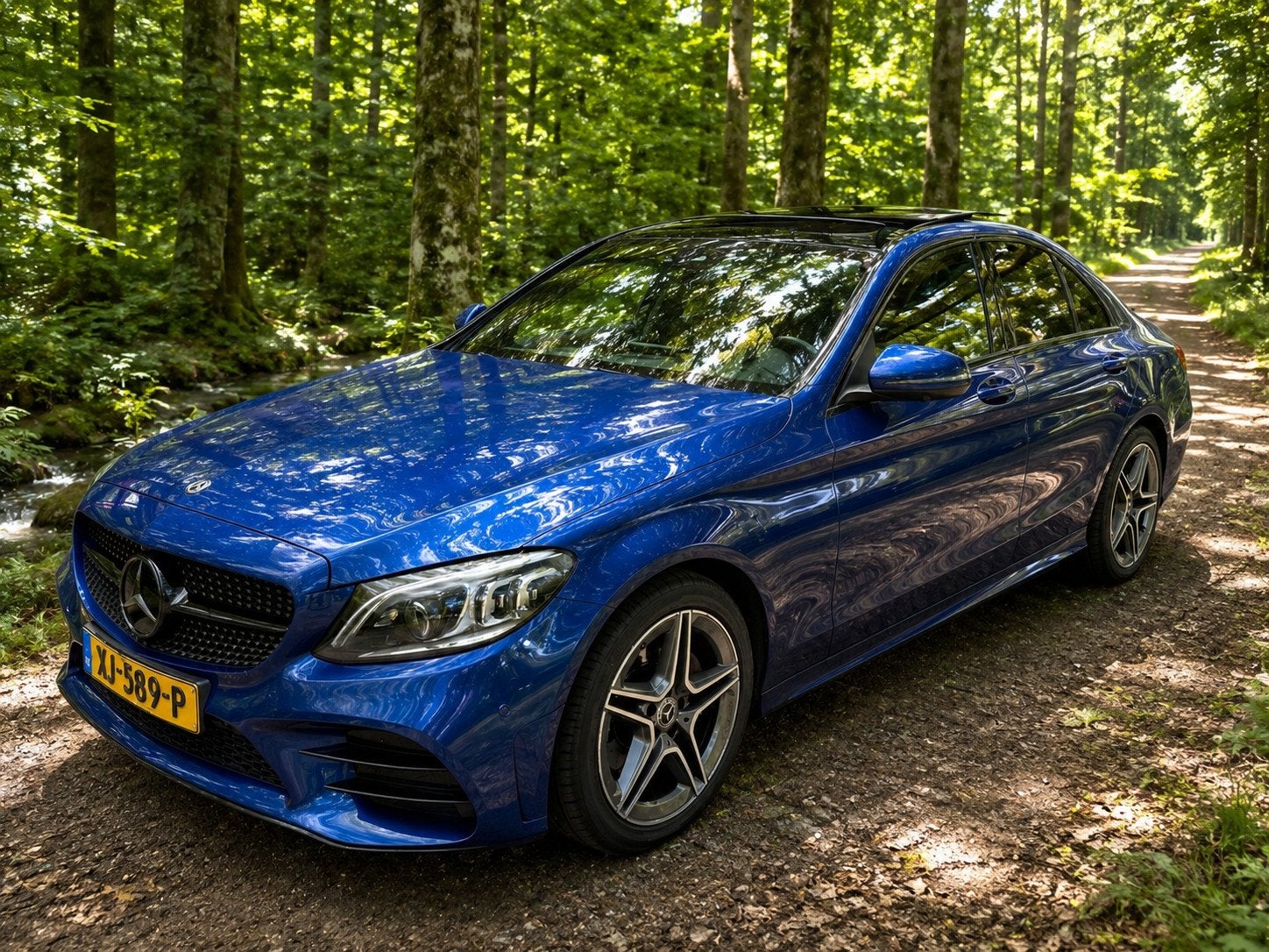 Mercedes-Benz C-klasse 160 AMG pakket + Pano dak! NAP, Euro 6, 4 cilinders, 129 pk, Blauw