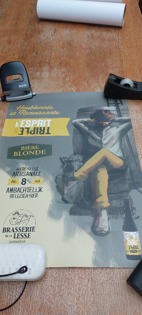 Zeldzame affiche brasserie Lesse bier, Ophalen of Verzenden, Nieuw, Reclamebord, Plaat of Schild, Overige merken