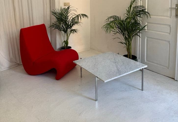 Poul Kjaerholm PK61 Salontafel - Wit Marmer & Platstaal, Huis en Inrichting, Tafels | Salontafels, Ophalen, Gebruikt, Vierkant