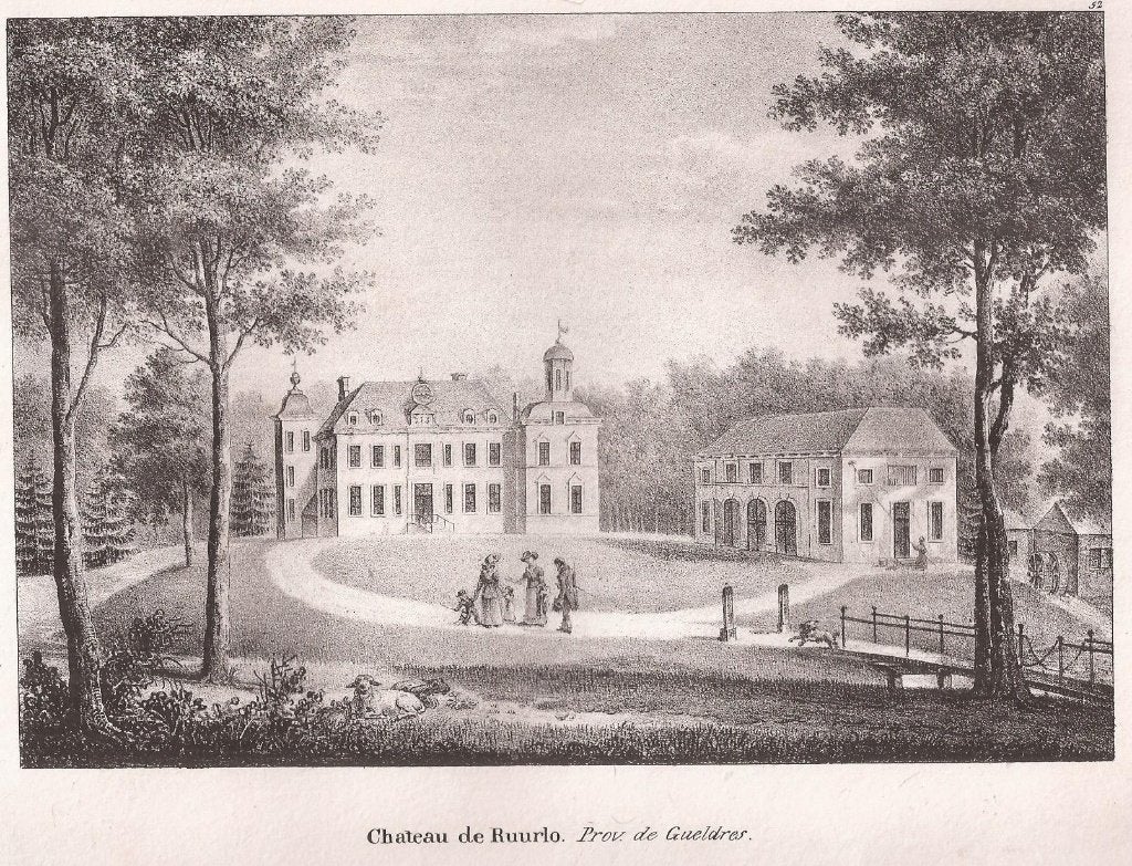 Ruurlo. Chateau de Ruurlo Prov. de Gueldres 1825, Antiek en Kunst, Kunst | Etsen en Gravures, 1800 - 1899, Ophalen of Verzenden