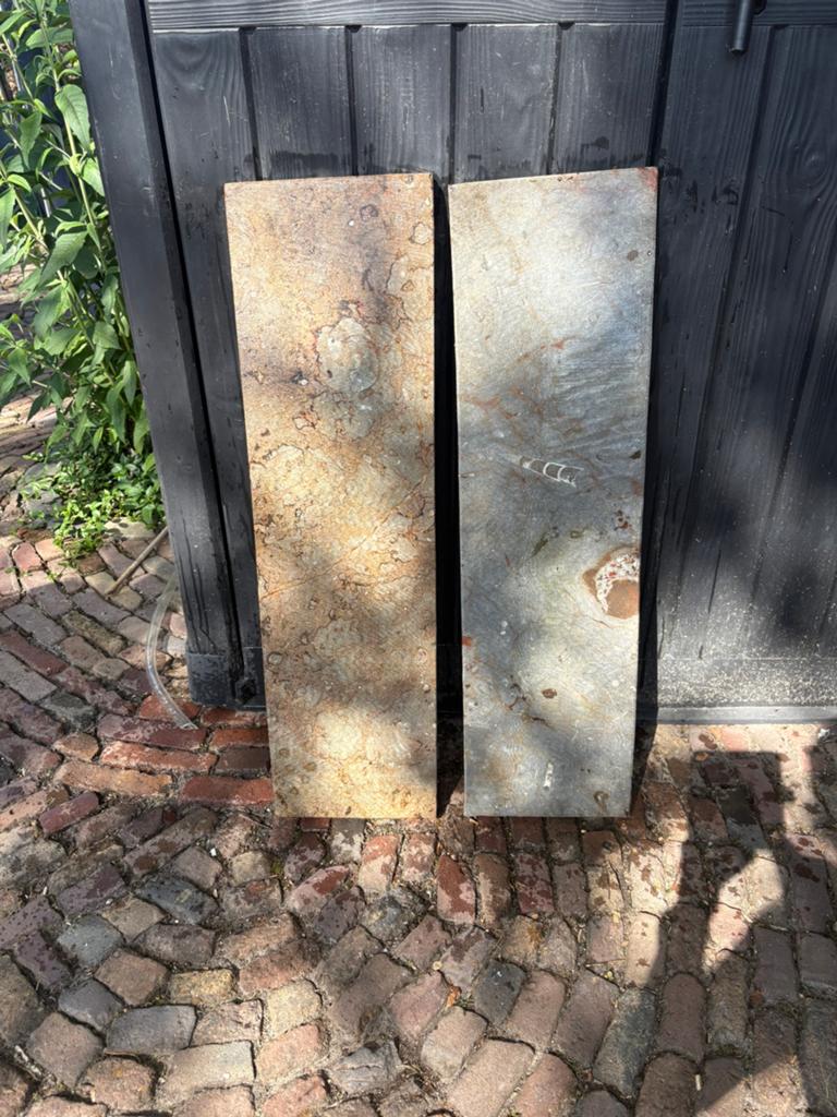 Marokkaans hardstenen platen(dorpels) prachtige fossielen, Tuin en Terras, Ophalen, Overige typen, Zo goed als nieuw, Natuursteen