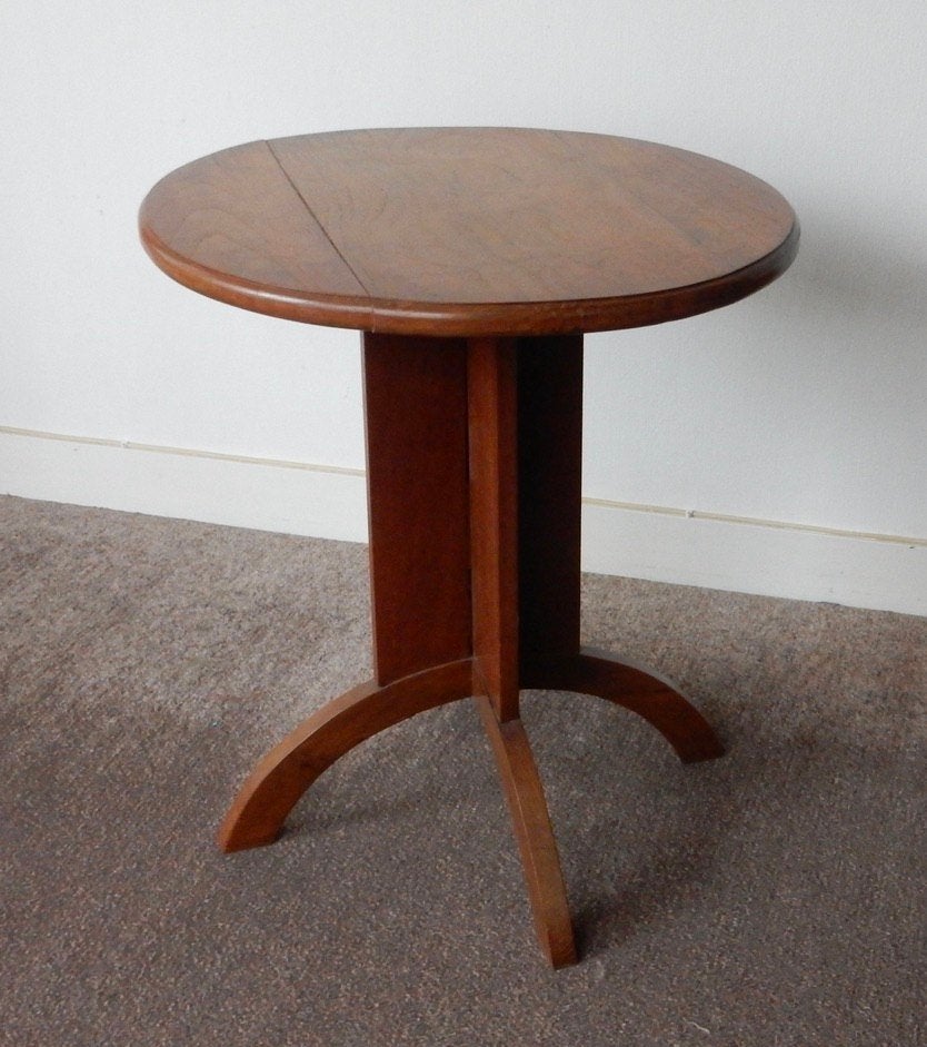 vintage ronde houten tafel gebogen poten Amsterdamse school, Ophalen