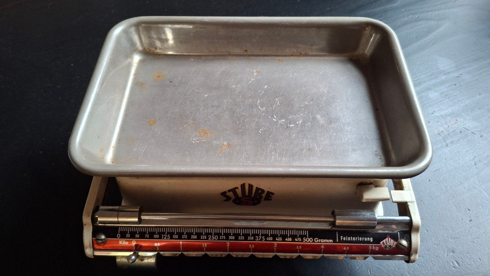 Werkende Stube keukenweegschaal (5 kg) uit grootmama's tijd, Ophalen of Verzenden, Gebruikt