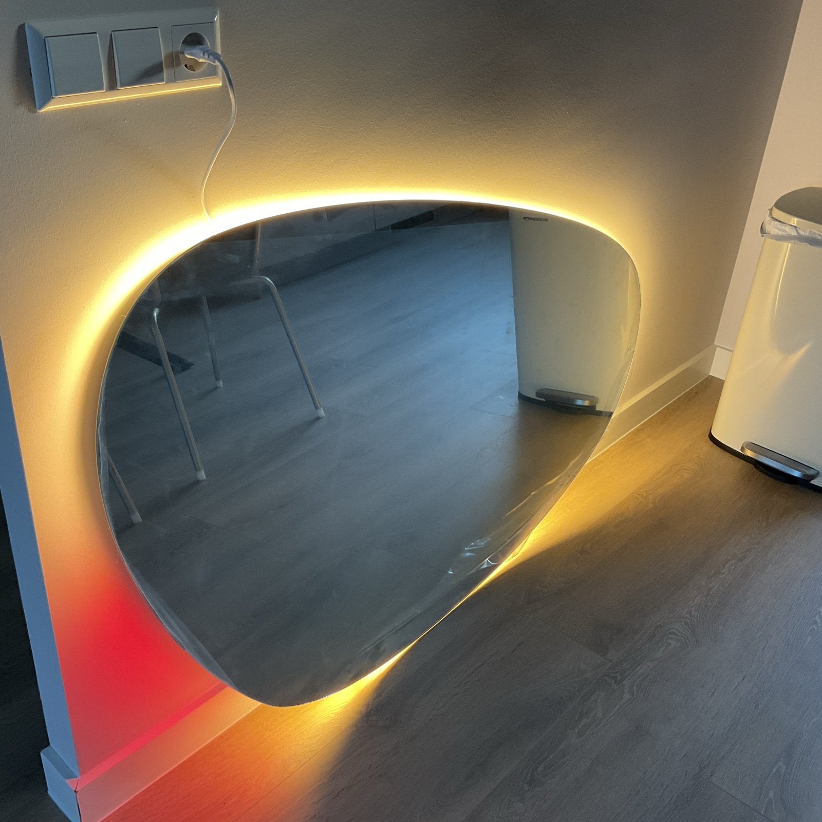 Organische badkamer spiegel 140x82 cm, Ophalen, Overige typen, Nieuw, 50 tot 100 cm