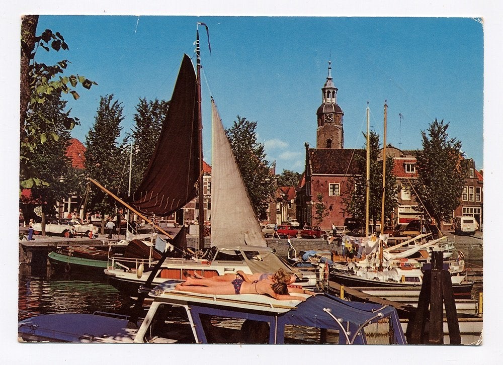 Groeten uit Blokzijl - Overijssel - boten auto's, haven, Ophalen of Verzenden, 1960 tot 1980, Gelopen, Overijssel
