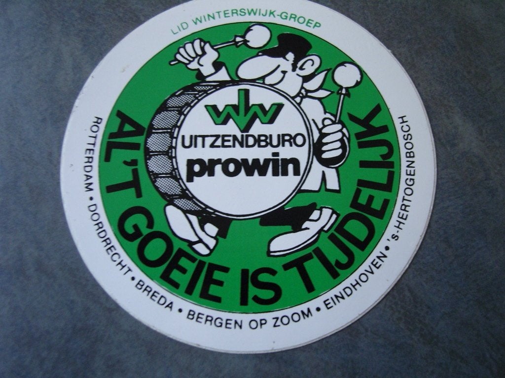 sticker Uitzendburo PROWIN Lid Winterswijk-groep EHV Rotterd, Ophalen, Zo goed als nieuw
