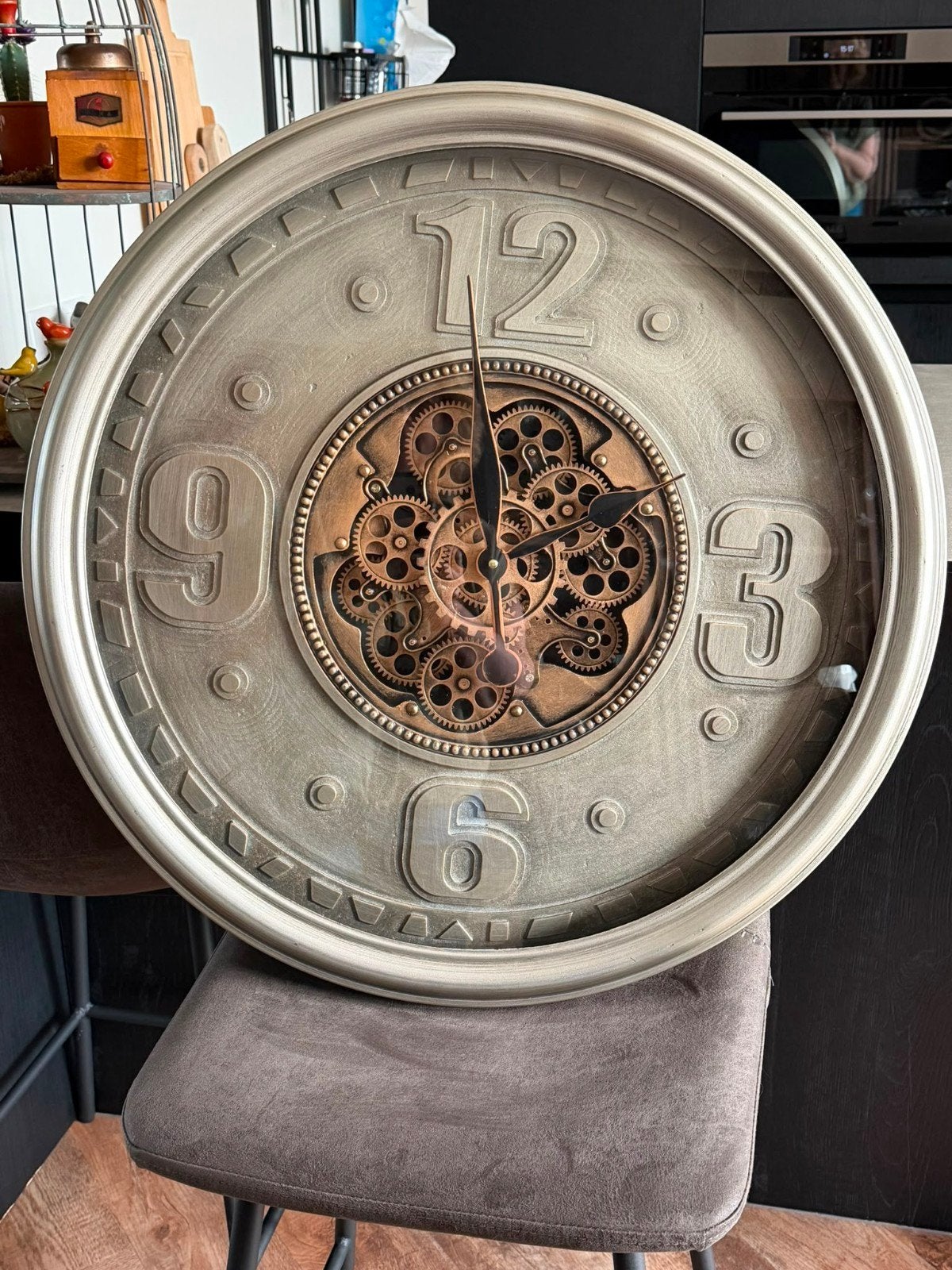 Industriële wandklok - Zichtbaar uurwerk, Ophalen, Analoog, Overige kleuren, Overige merken