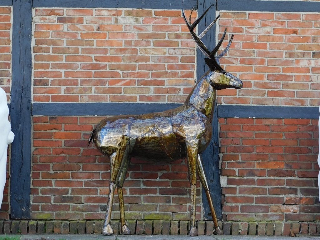 Hert ''Afri'' XXL - 195 cm - Handgemaakt & Uniek, 195 cm, Beeld, Ophalen of Verzenden, Bruin