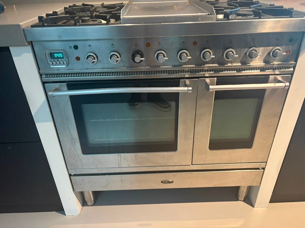 Boretti Fornuis 90 cm met dubbele oven en gasfornuis, Ophalen, Gebruikt, 60 cm of meer, Gas