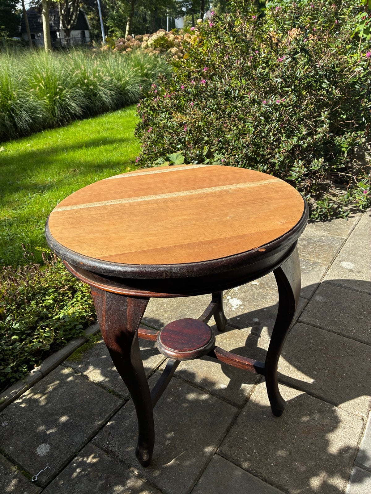 Ronde bijzettafel eiken, diameter 60 cm, hoogte 60 cm, Ophalen, Gebruikt, Rond, 60 cm of meer