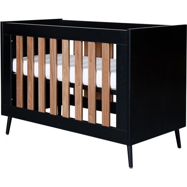 TWF Retro Ledikant Zwart 60x120 cm & Commode Set, Ophalen, Zo goed als nieuw, Jongetje of Meisje
